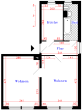 Helle 2-Raum-Wohnung im Erdgeschoss nahe Kaufhalle - Grundriss