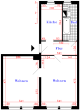 2-Raum-Wohnung mit Einkaufsmöglichkeit in der Nähe - Grundriss